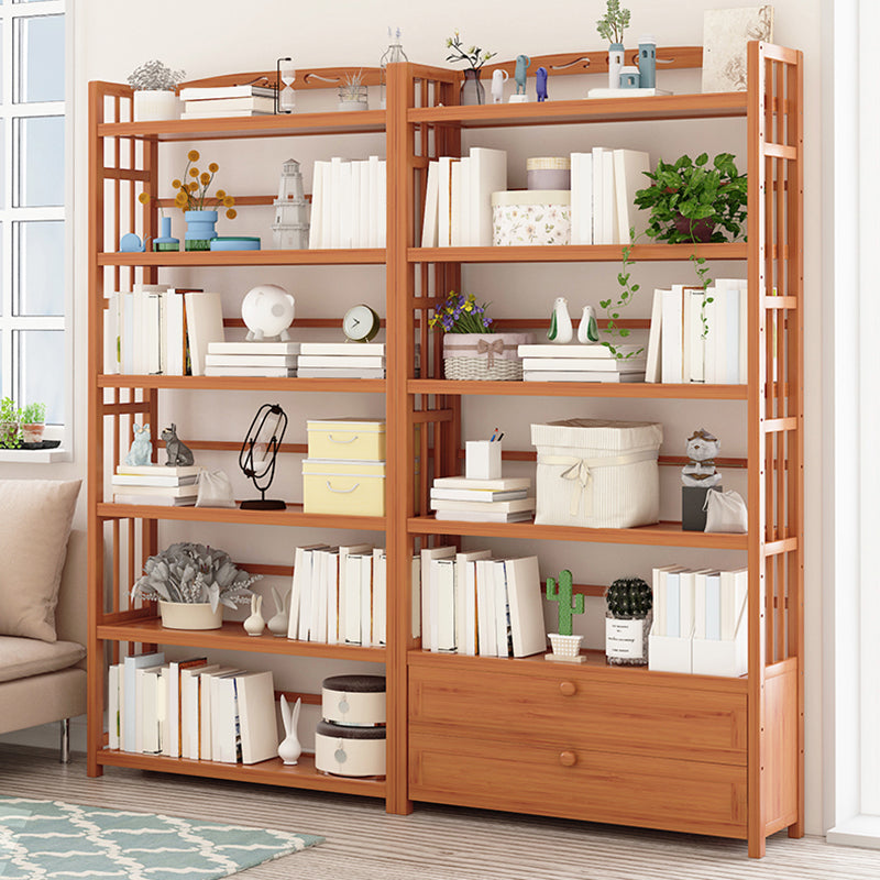Standard Bamboo Bookshelf Contemporary Brown Open Shelf Bookcase