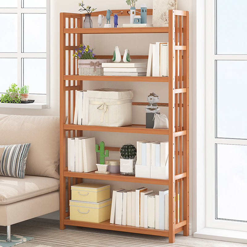 Standard Bamboo Bookshelf Contemporary Brown Open Shelf Bookcase