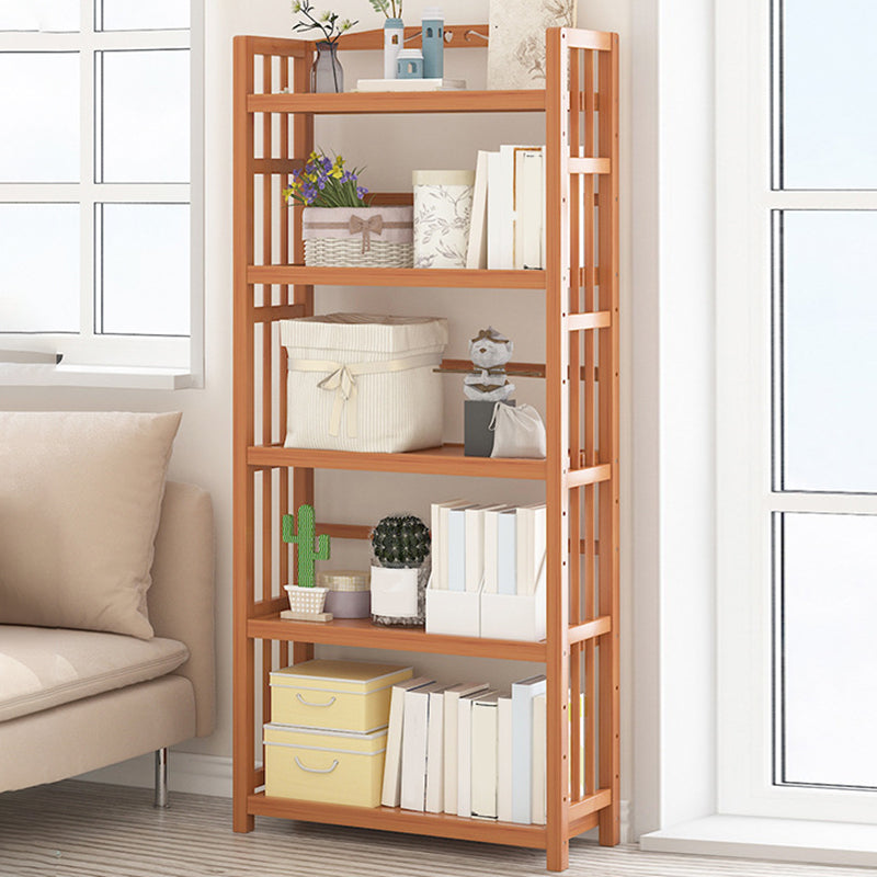 Standard Bamboo Bookshelf Contemporary Brown Open Shelf Bookcase