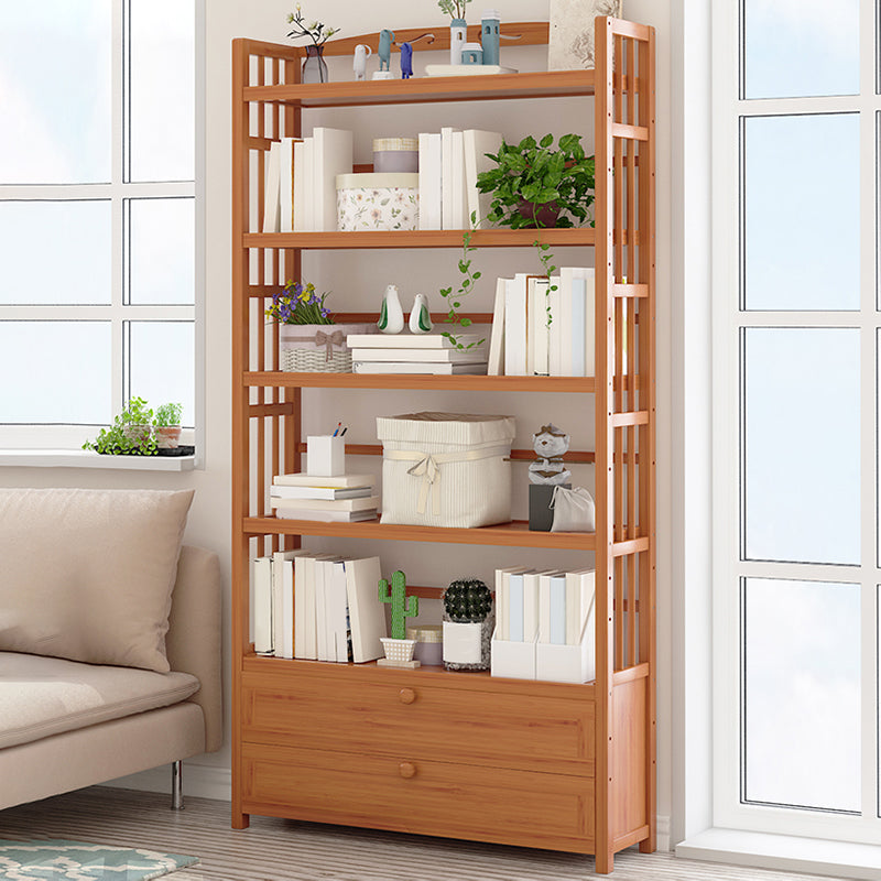 Standard Bamboo Bookshelf Contemporary Brown Open Shelf Bookcase