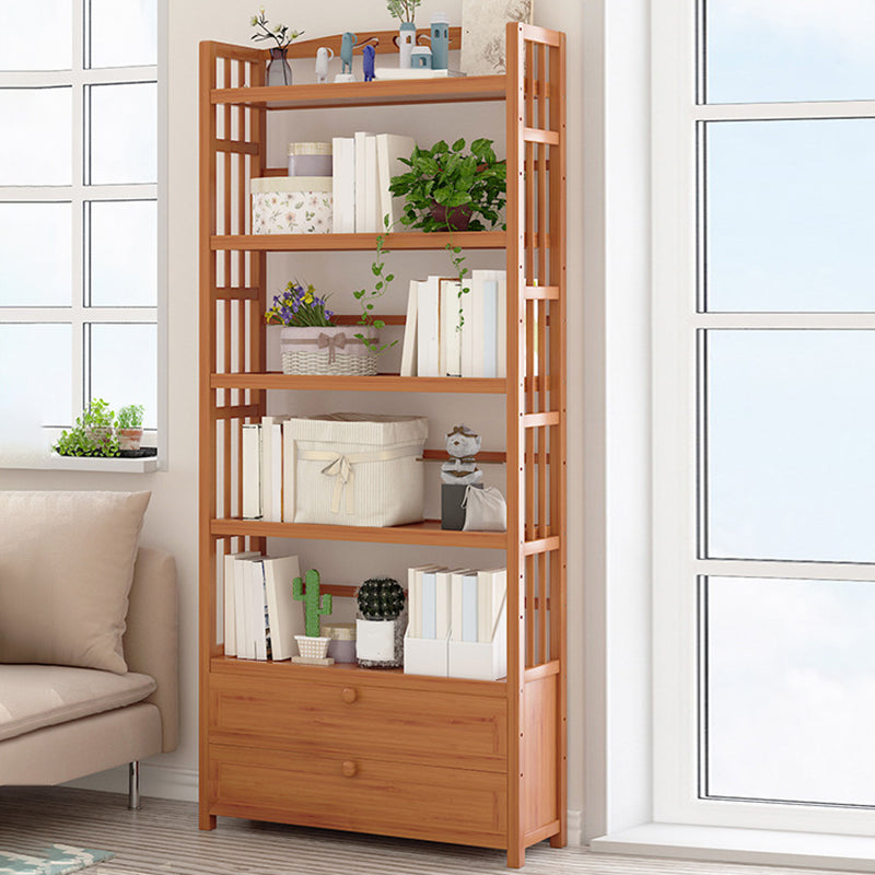 Standard Bamboo Bookshelf Contemporary Brown Open Shelf Bookcase