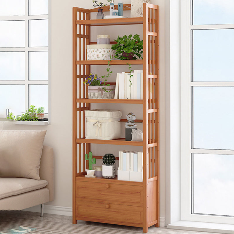 Standard Bamboo Bookshelf Contemporary Brown Open Shelf Bookcase