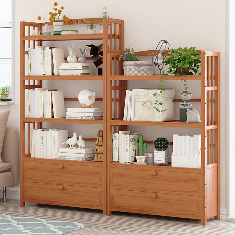 Standard Bamboo Bookshelf Contemporary Brown Open Shelf Bookcase