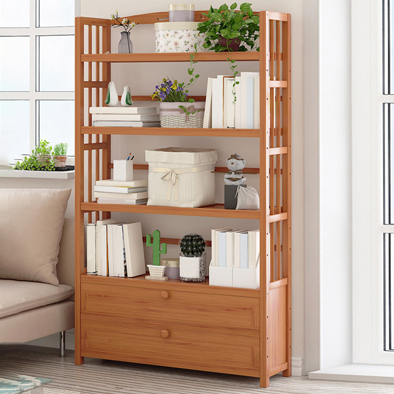 Standard Bamboo Bookshelf Contemporary Brown Open Shelf Bookcase