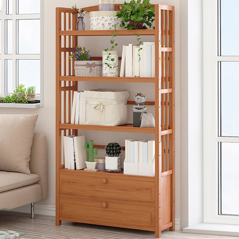 Standard Bamboo Bookshelf Contemporary Brown Open Shelf Bookcase