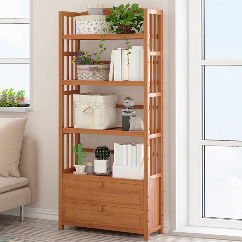 Standard Bamboo Bookshelf Contemporary Brown Open Shelf Bookcase