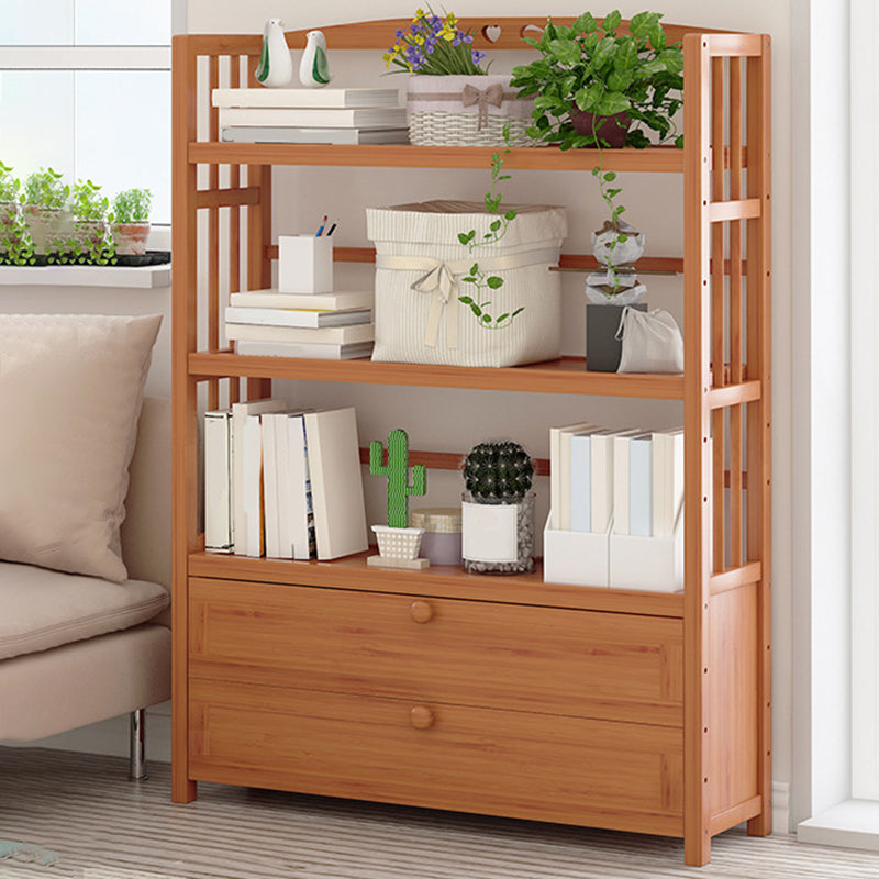Standard Bamboo Bookshelf Contemporary Brown Open Shelf Bookcase