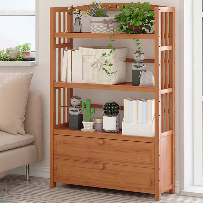 Standard Bamboo Bookshelf Contemporary Brown Open Shelf Bookcase