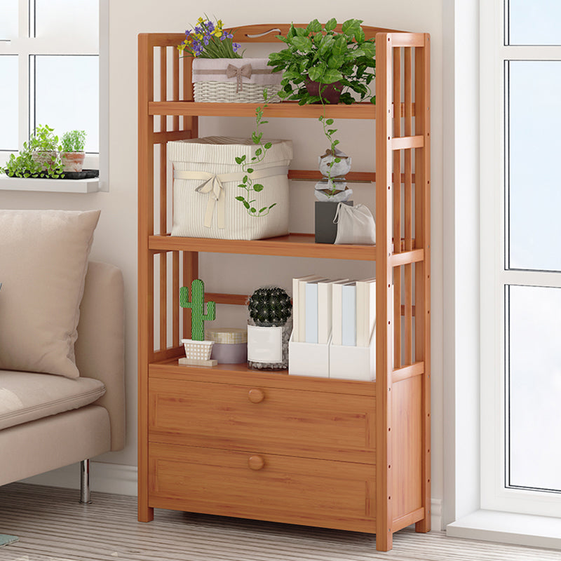 Standard Bamboo Bookshelf Contemporary Brown Open Shelf Bookcase