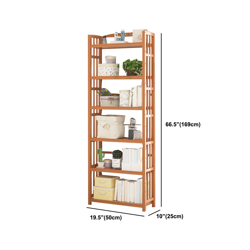 Standard Bamboo Bookshelf Contemporary Brown Open Shelf Bookcase