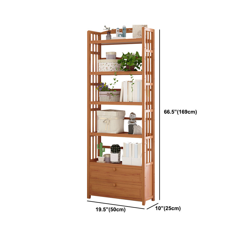 Standard Bamboo Bookshelf Contemporary Brown Open Shelf Bookcase