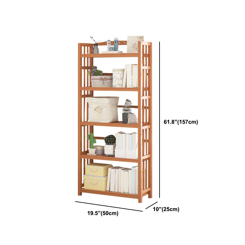 Standard Bamboo Bookshelf Contemporary Brown Open Shelf Bookcase
