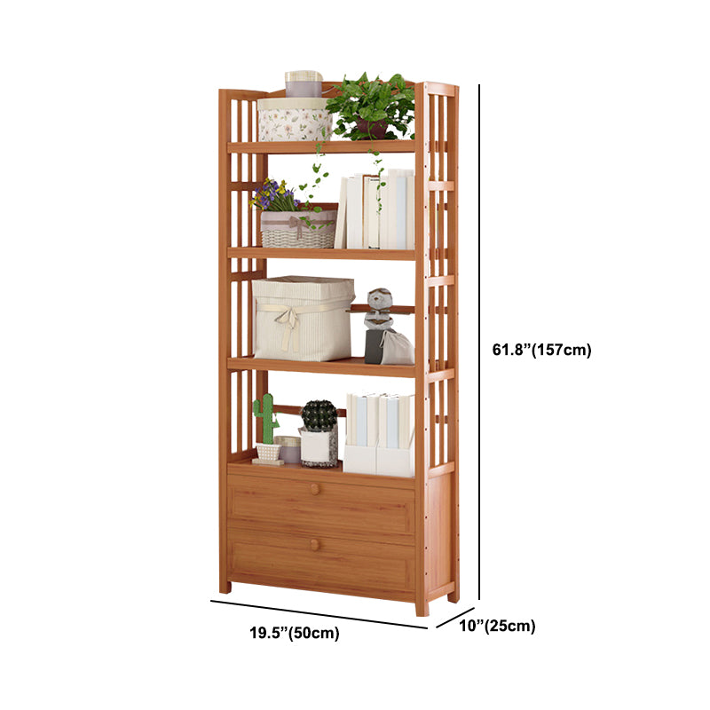 Standard Bamboo Bookshelf Contemporary Brown Open Shelf Bookcase