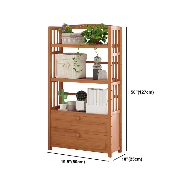 Standard Bamboo Bookshelf Contemporary Brown Open Shelf Bookcase