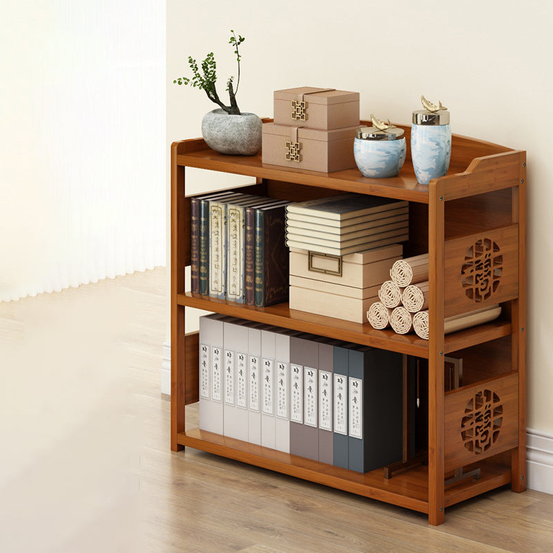 Modern Bamboo Closed Back Shelf Bookcase Floor Brown Book Shelf for Study Room