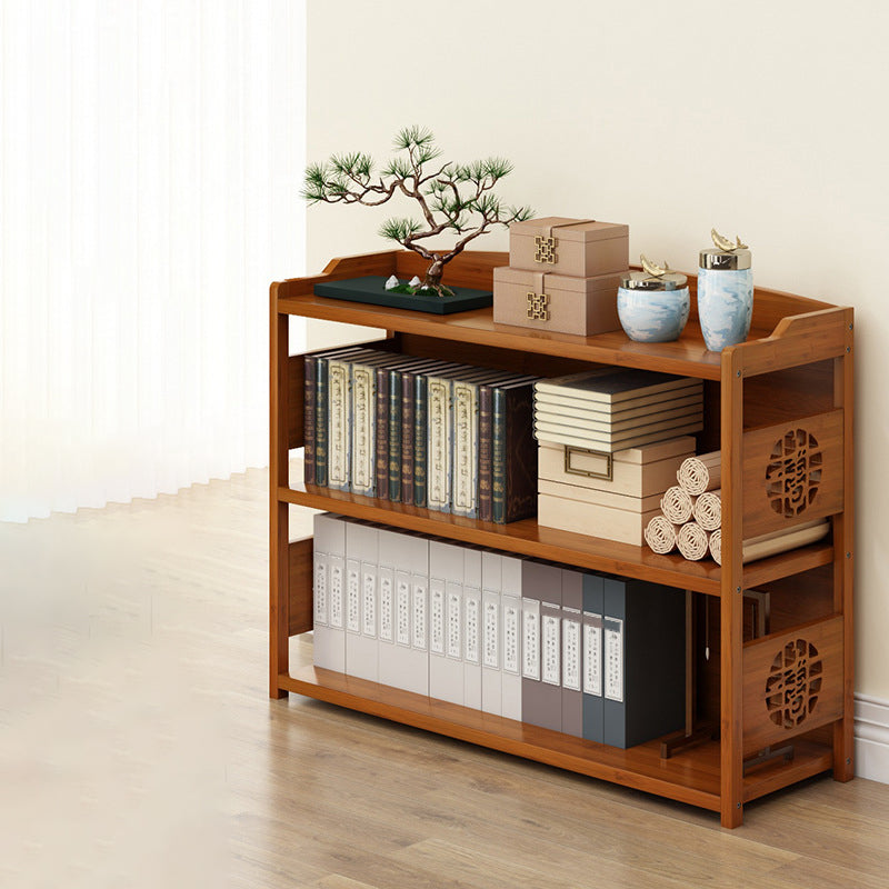 Modern Bamboo Closed Back Shelf Bookcase Floor Brown Book Shelf for Study Room