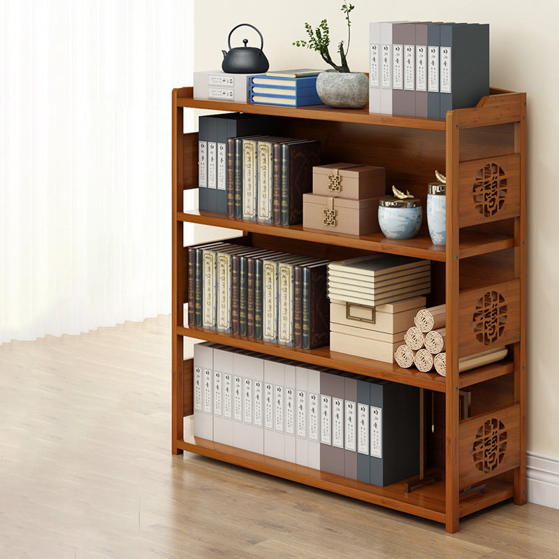 Modern Bamboo Closed Back Shelf Bookcase Floor Brown Book Shelf for Study Room