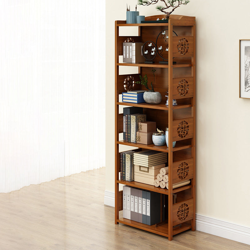 Modern Bamboo Closed Back Shelf Bookcase Floor Brown Book Shelf for Study Room