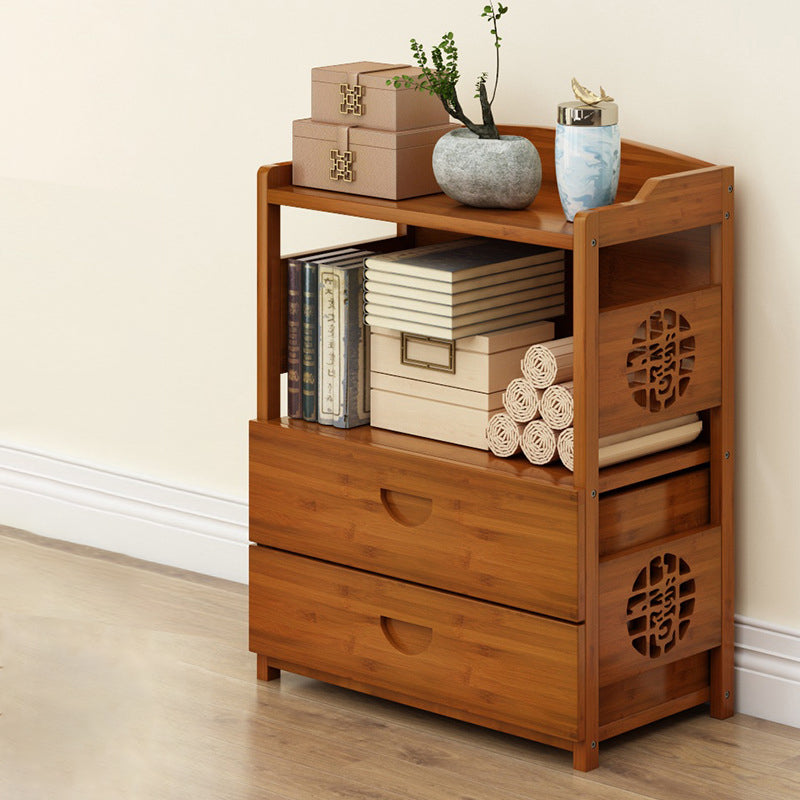 Modern Bamboo Closed Back Shelf Bookcase Floor Brown Book Shelf for Study Room