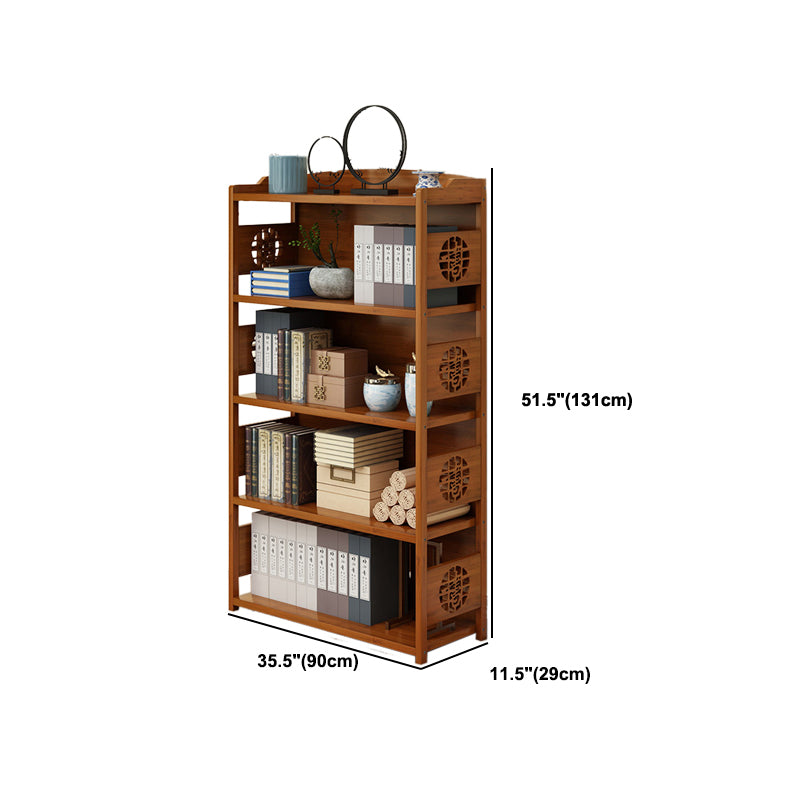 Modern Bamboo Closed Back Shelf Bookcase Floor Brown Book Shelf for Study Room