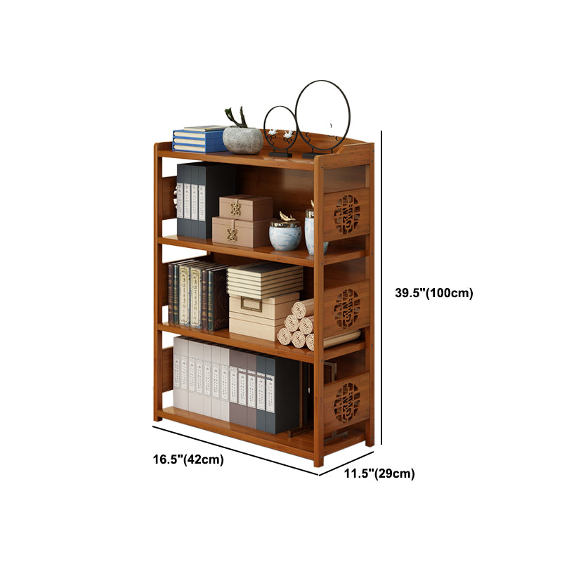 Modern Bamboo Closed Back Shelf Bookcase Floor Brown Book Shelf for Study Room