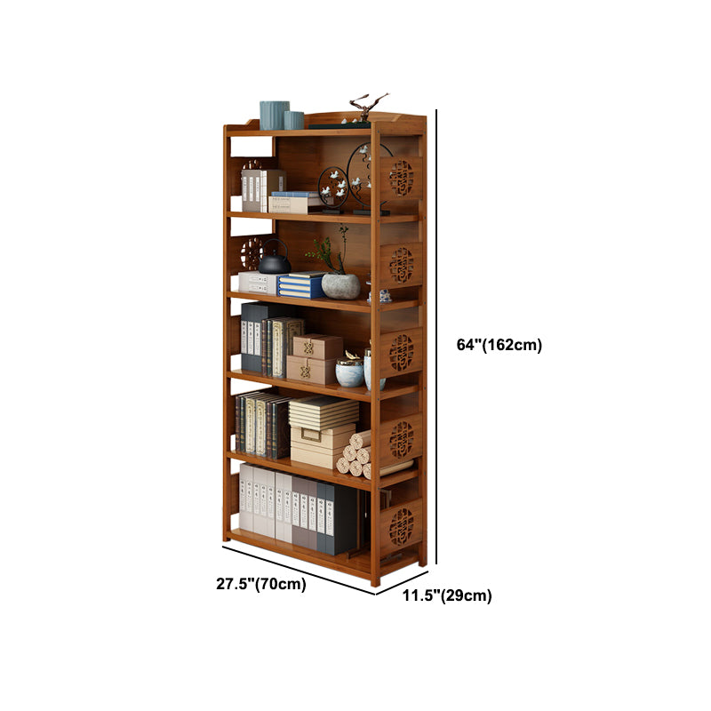 Modern Bamboo Closed Back Shelf Bookcase Floor Brown Book Shelf for Study Room
