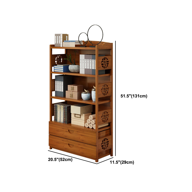 Modern Bamboo Closed Back Shelf Bookcase Floor Brown Book Shelf for Study Room