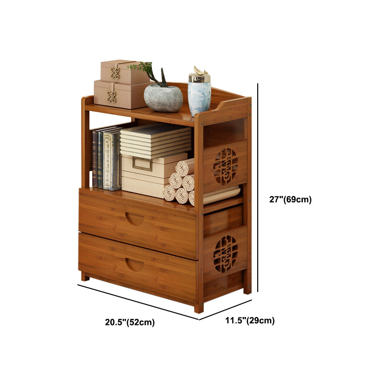 Modern Bamboo Closed Back Shelf Bookcase Floor Brown Book Shelf for Study Room