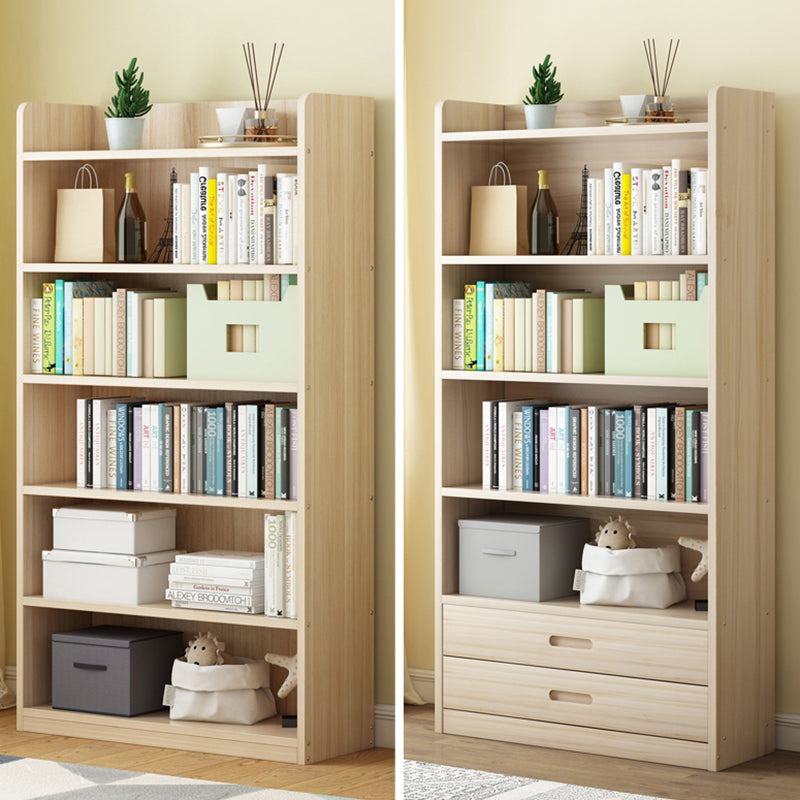 Modern Floor Shelf Bookcase Closed Back Wood Book Shelf for Home