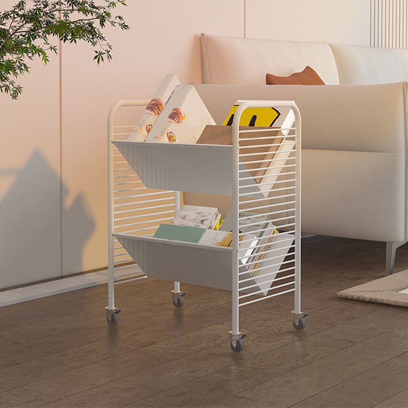 Modern Metal Bookshelf Geometric  Open Shelf Vertical Bookcase in Burnish