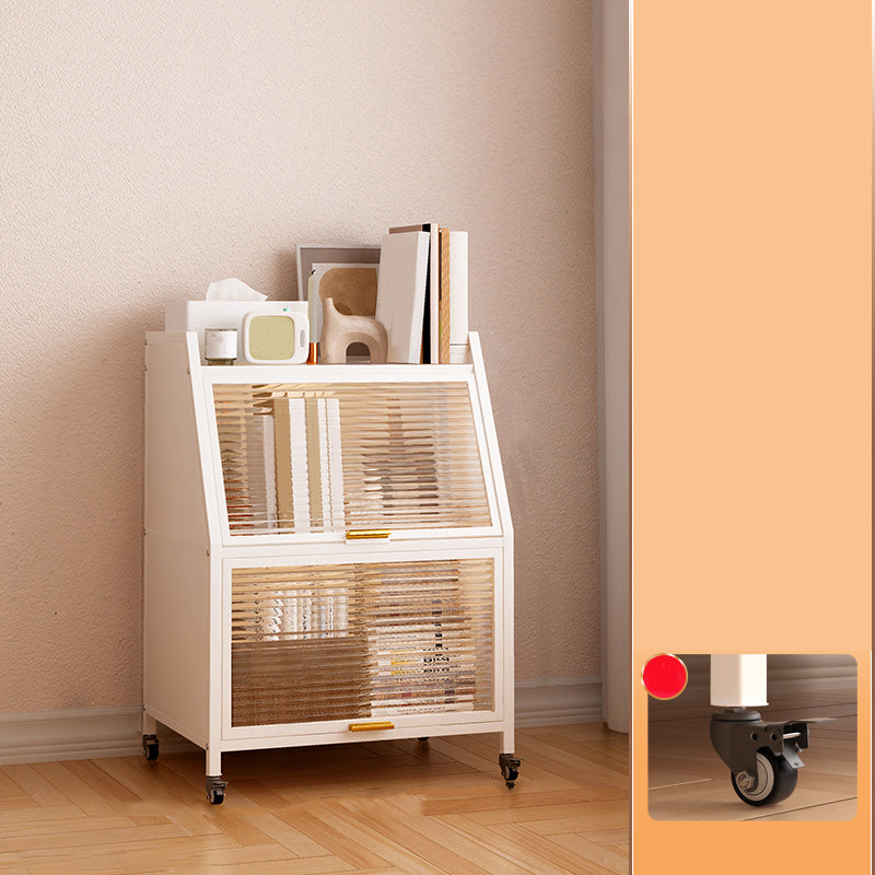 Contemporary Steel Shelf Bookcase with Doors Standard Bookshelf