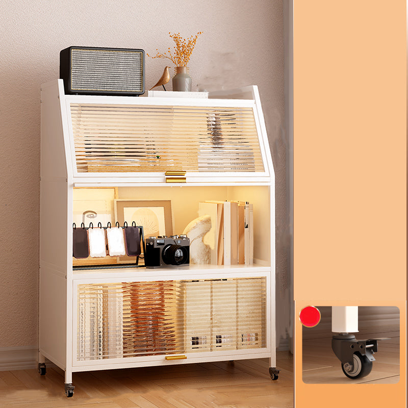 Contemporary Steel Shelf Bookcase with Doors Standard Bookshelf