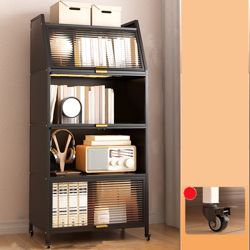 Contemporary Steel Shelf Bookcase with Doors Standard Bookshelf