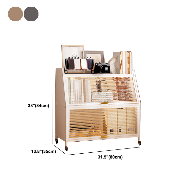 Contemporary Steel Shelf Bookcase with Doors Standard Bookshelf