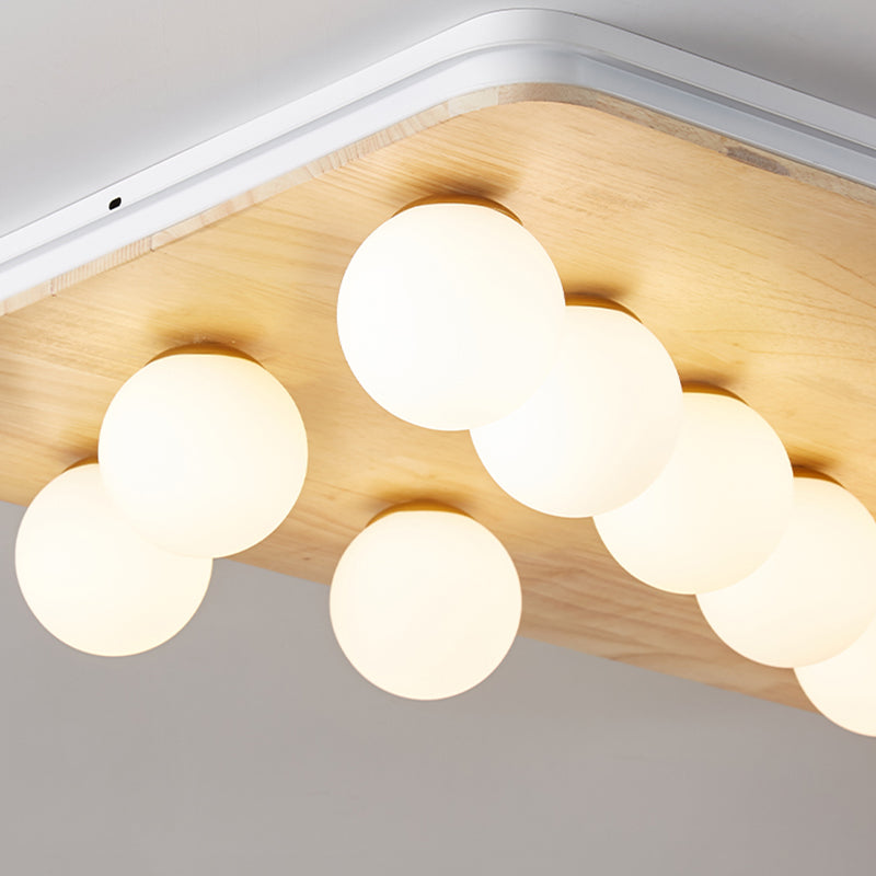 Contemporary Geometric Flush Light Fixture Wood Flush Mount Ceiling Fixture in Brown