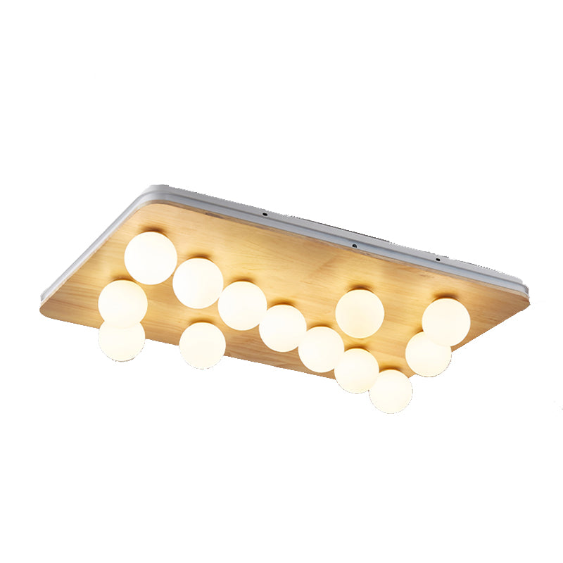 Contemporary Geometric Flush Light Fixture Wood Flush Mount Ceiling Fixture in Brown
