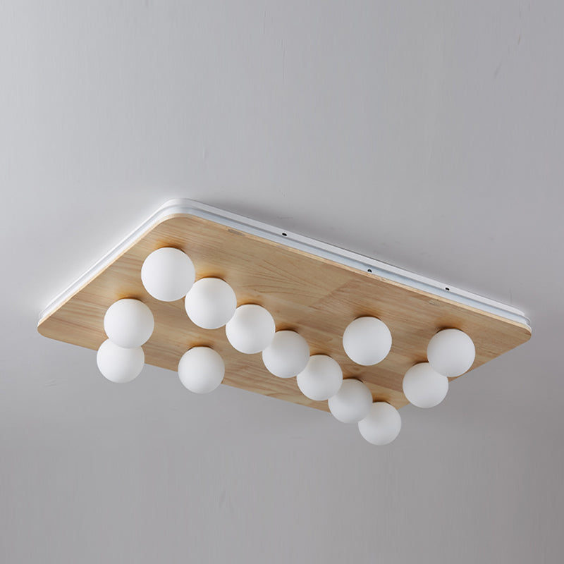 Contemporary Geometric Flush Light Fixture Wood Flush Mount Ceiling Fixture in Brown