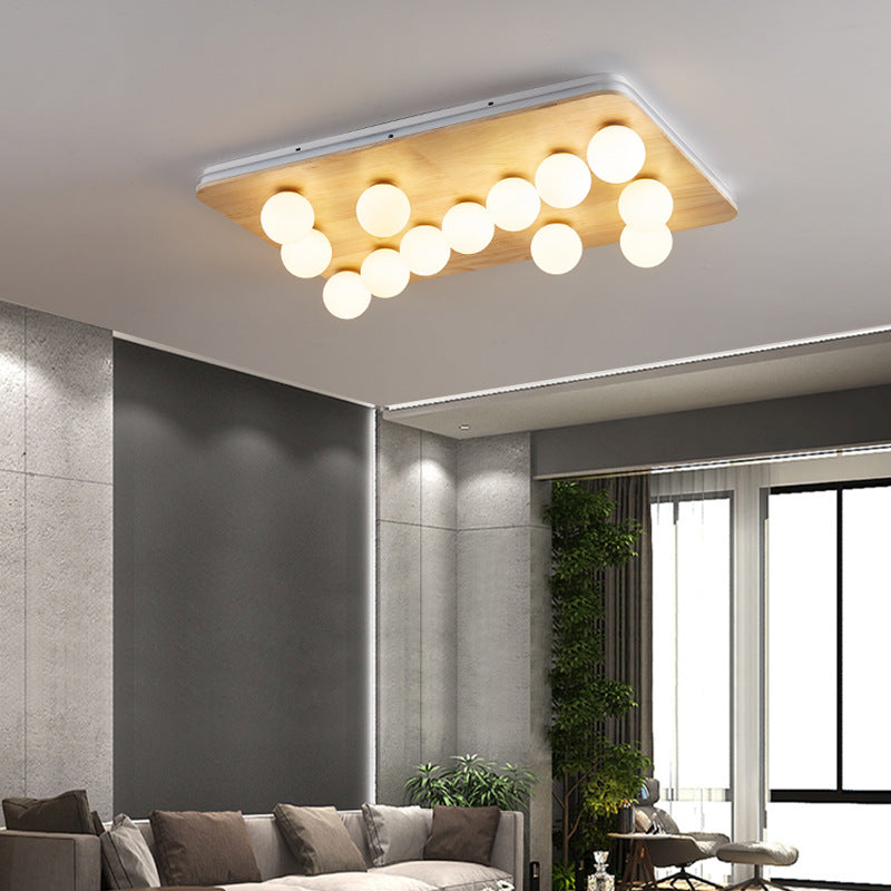 Contemporary Geometric Flush Light Fixture Wood Flush Mount Ceiling Fixture in Brown