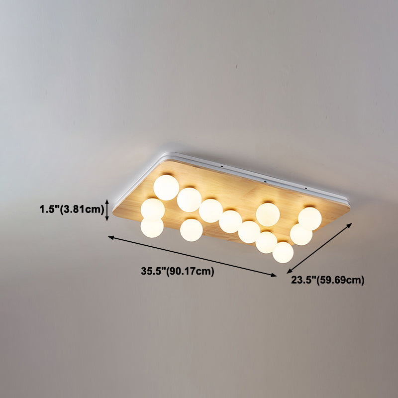 Contemporary Geometric Flush Light Fixture Wood Flush Mount Ceiling Fixture in Brown