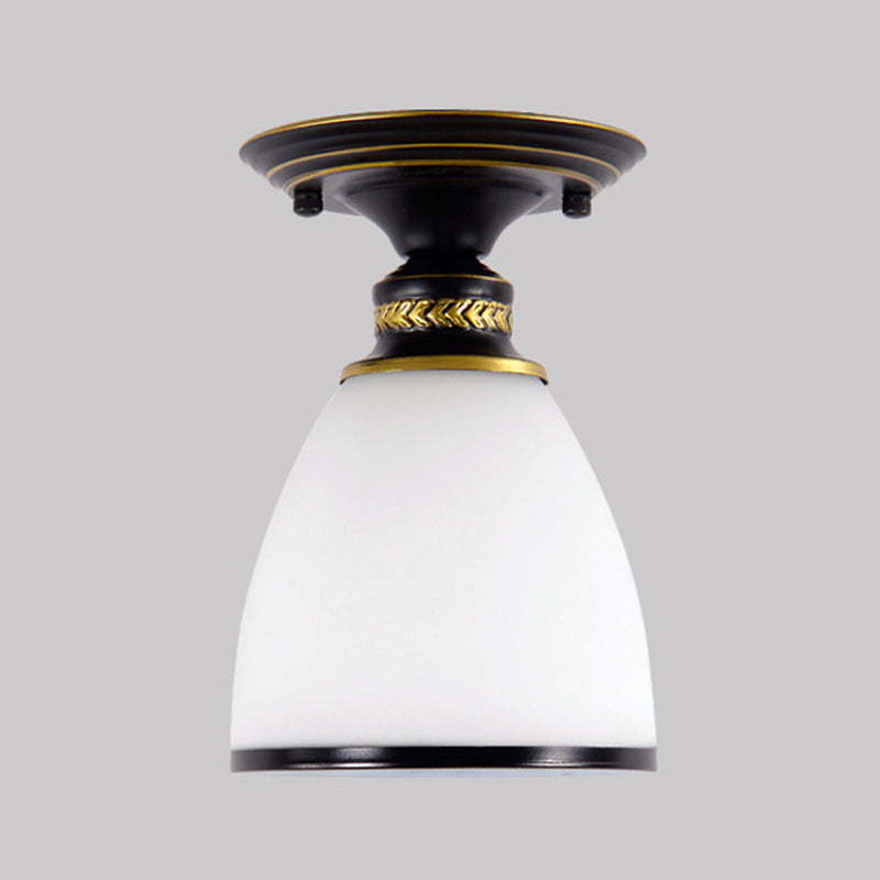 Conical Semi Flush Ceiling Light Traditional Glass Aisle Ceiling Fixture