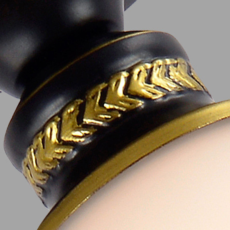 Conical Semi Flush Ceiling Light Traditional Glass Aisle Ceiling Fixture