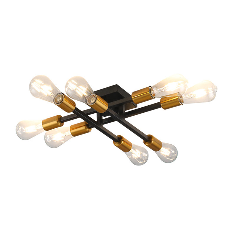 Industrial Linear Semi Mount Lighting Metal Ceiling Mount Light Fixture