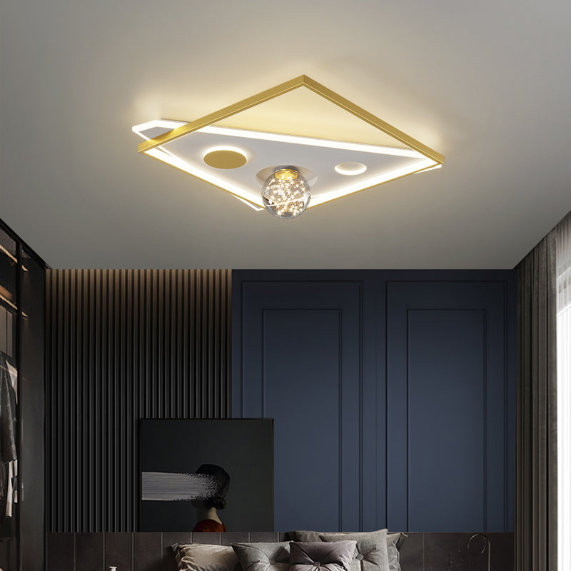 Simplicity Lighting Fixture Gypsophila LED Flush Mounted Ceiling Lights with Glass Shade