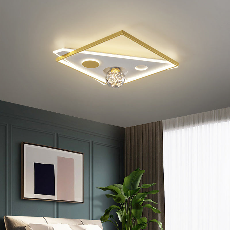 Simplicity Lighting Fixture Gypsophila LED Flush Mounted Ceiling Lights with Glass Shade