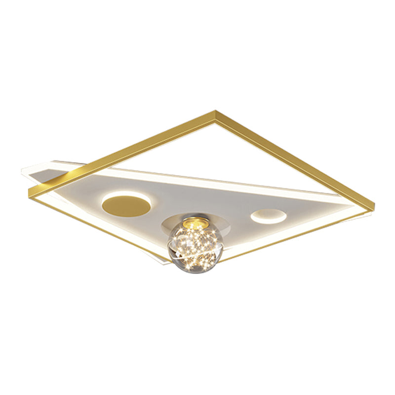 Simplicity Lighting Fixture Gypsophila LED Flush Mounted Ceiling Lights with Glass Shade