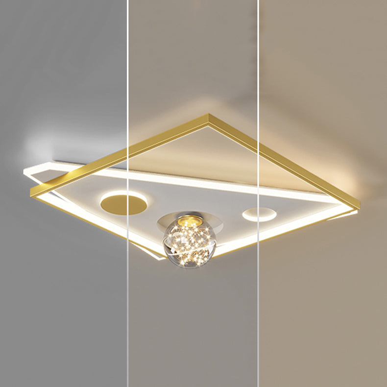 Simplicity Lighting Fixture Gypsophila LED Flush Mounted Ceiling Lights with Glass Shade