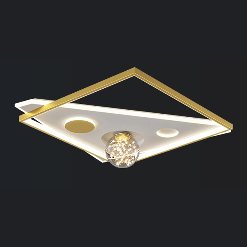 Simplicity Lighting Fixture Gypsophila LED Flush Mounted Ceiling Lights with Glass Shade