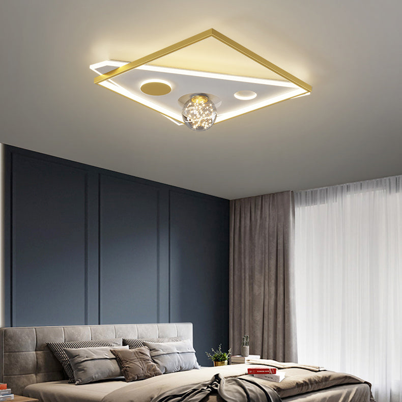 Simplicity Lighting Fixture Gypsophila LED Flush Mounted Ceiling Lights with Glass Shade