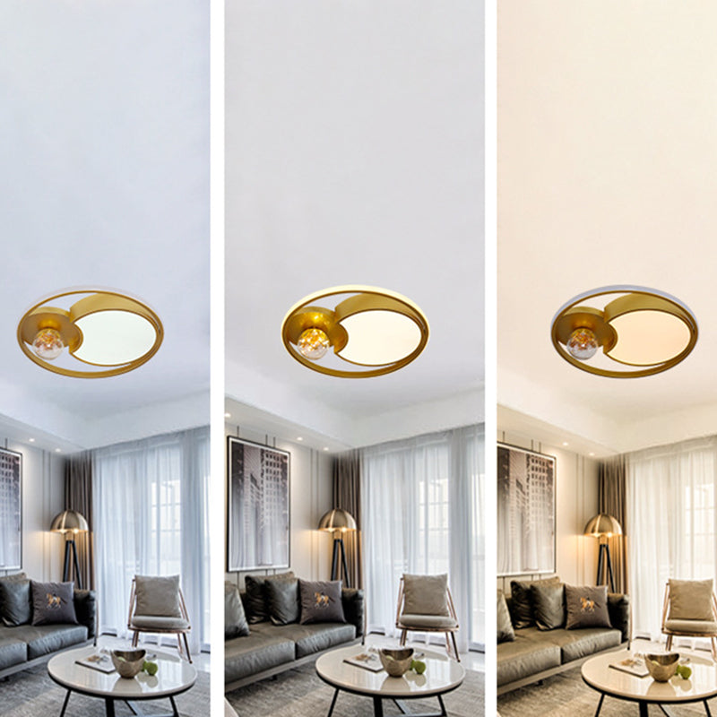 Metal Circle Ceiling Lighting Nordic Style LED Gold Close to Ceiling Lamp
