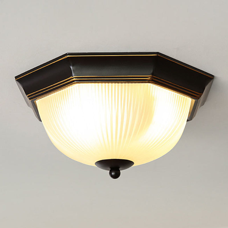 Traditional Dome Flush Ceiling Light Glass Flush Mount Lamp in Black